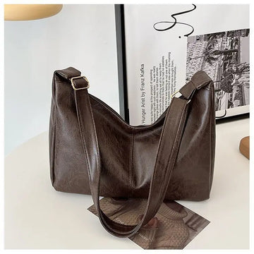 Qfdian Retro Patent Leather Shoulder Bag For Women Luxury Flap Crossbody Bag Casual Tote Bag Large Capacity Underarm Handbags And Purse